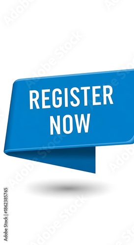Blue Ribbon Register Now - A Call to Action for Immediate Registration.