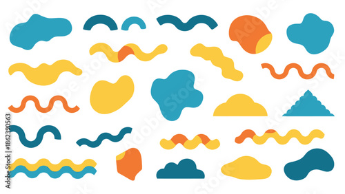 Creative Graphic Design, Colorful Shapes and Patterns, Digital Art, Abstract Composition, Artistic Environment, Vibrant Colors, Modern Concept