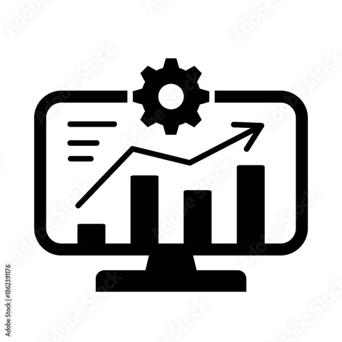 Digital Business Analytics and Performance Monitoring Icon for Business Growth, Illustration Vector