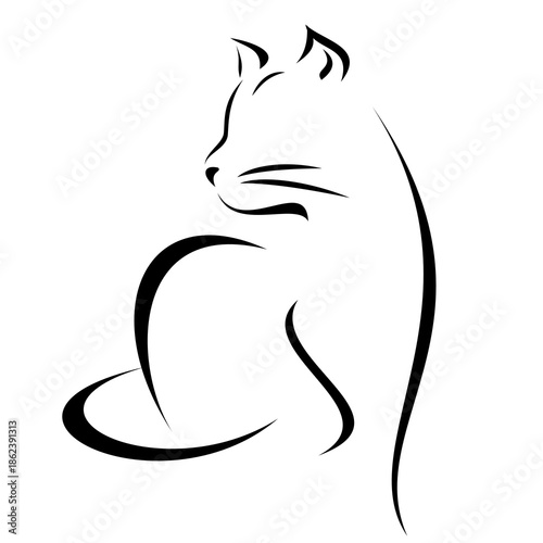 Stylized line cat art