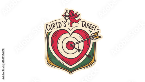 Hit the mark of affection this Valentine's Day with a charming Cupid's target illustration
