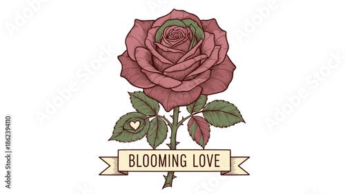 An elegant hand-drawn rose illustration perfect for expressing heartfelt Valentine's Day sentiments and enduring affection