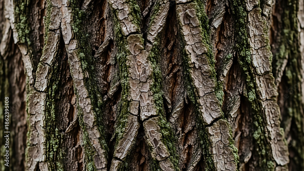 Fototapeta premium Close-up of wood bark texture, natural rough surface