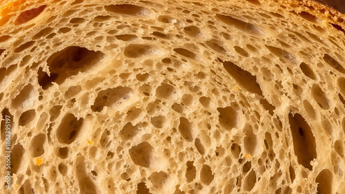 Close-up texture of sliced bread crumb