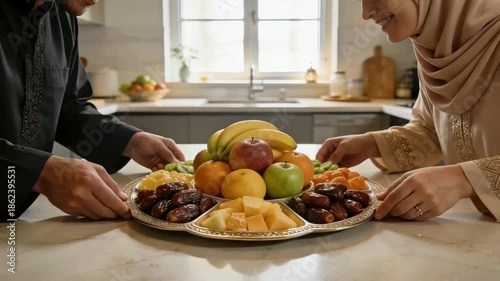 Suhoor Preparation with Fresh Fruits and Dates in Modern Kitchen