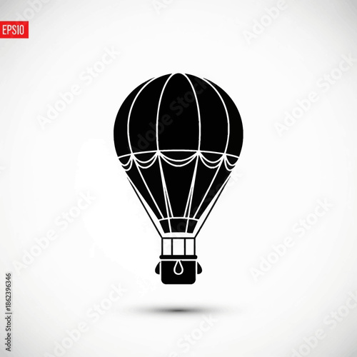 Black Hot Air Balloon Illustration.