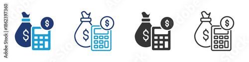 Budgeting icon set collection multi-style.