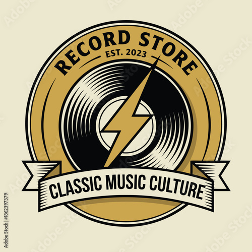Record Store Classic Music Culture Logo.