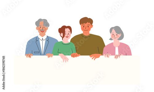 People holding blank banner