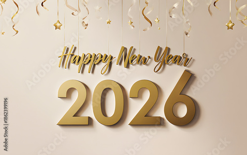 New Year 2026 Celebration Party: Gold Decorations & Festive Background Design