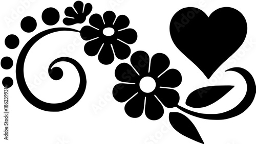 black and white flower and love 