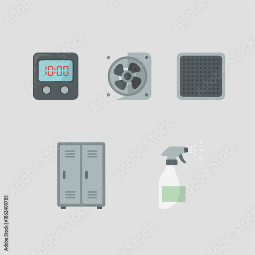 Set of icons representing hygiene and cleanliness.