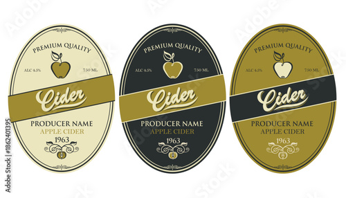 collection of different colors labels for apple cider