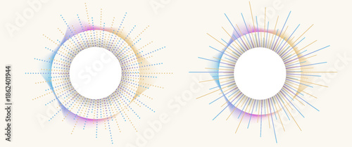 Design elements. Wave of many purple lines circle ring. Abstract vertical wavy stripes on white background isolated. Vector illustration EPS 10. Colourful waves with lines created using Blend Tool