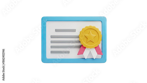 3D Certificate with Gold Star Ribbon