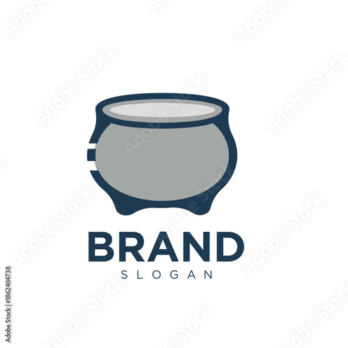 Old clay pot flat vector illustration logo design