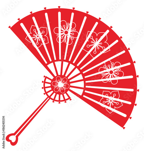 Red folding fan for Chinese New Year and Mid-Autumn Festival decoration
