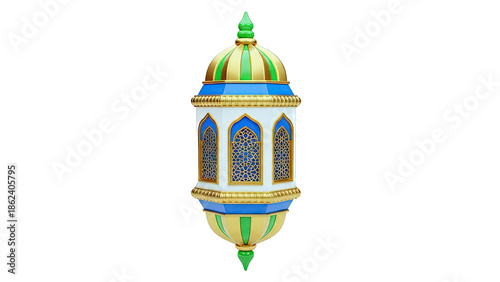 Ornate Islamic Lantern with Gold and Blue Accents