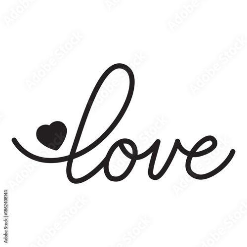 Minimal handwritten love solid icon. Bold romantic design for Valentine’s Day, wedding, love message, or gift projects.