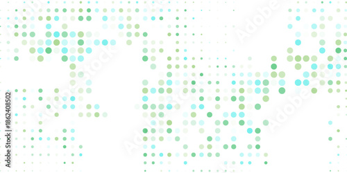 Light Blue, Yellow vector banner with circles, spheres. Abstract spots. Background of Art bubbles in halftone style with colored gradient.