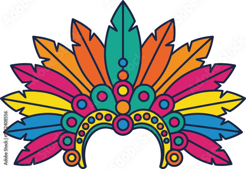 Colorful Samba Dance Parade Costume with Vibrant Feathers and Beads