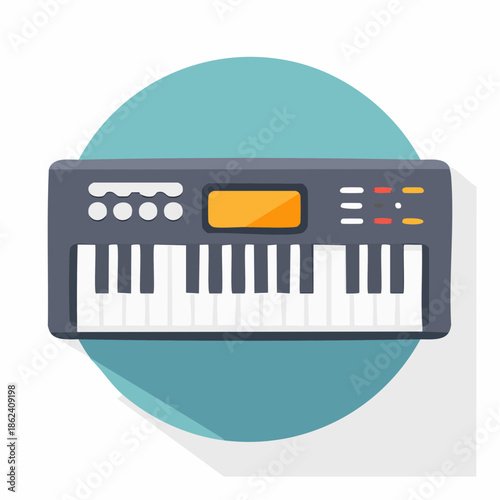 Vector Illustration of a Digital Music Keyboard Instrument.