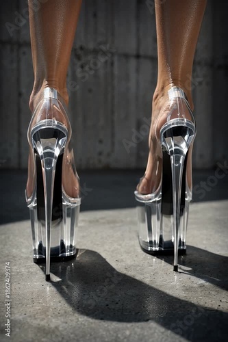 Extreme acrylic stilettos with needle-thin heels