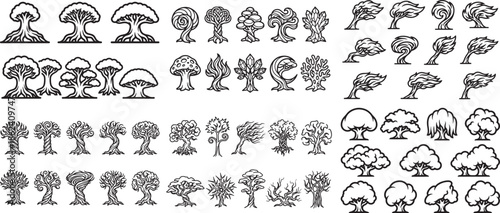 120+ Outline Tree Logo Collection – Hand-Drawn Tree Line Art & Nature Symbols