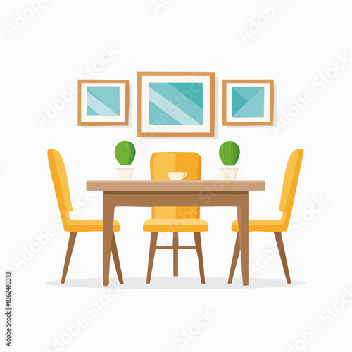 Vector Illustration of a Dining Room Set.