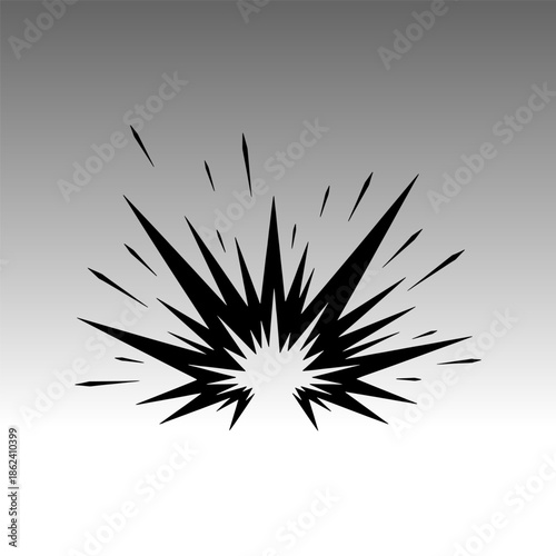 Black sharp burst explosion or spark flash effect on gradient background