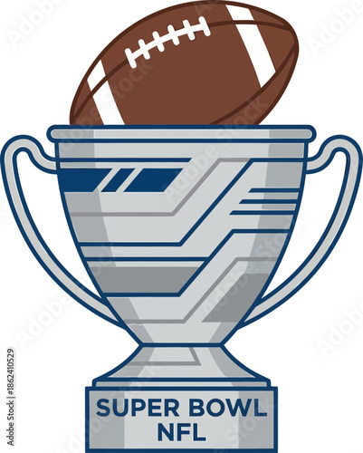 Super Bowl NFL Trophy with Football Illustration