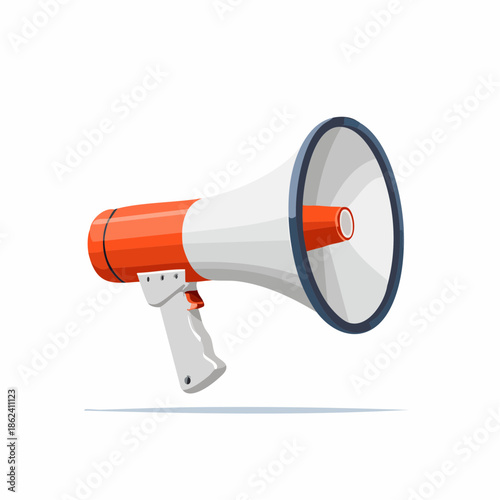 Vector Illustration of a Red and White Megaphone 1.