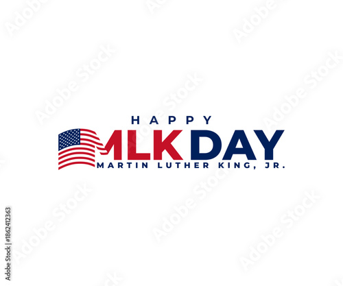 Happy Martin Luther King Jr Day Patriotic Design with American Flag