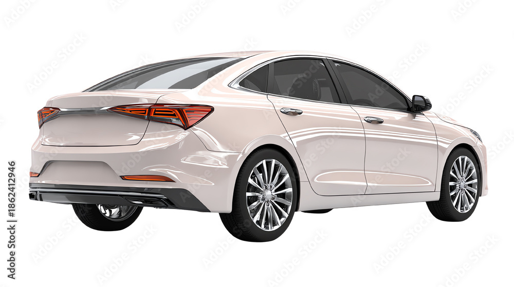Fototapeta premium Modern sedan car, white isolate background