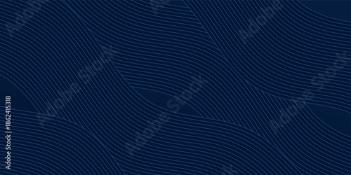 3D modern wave curve abstract presentation background. Luxury paper cut background. Abstract decoration, golden pattern, halftone gradients, 3d Vector illustration. Dark blue background