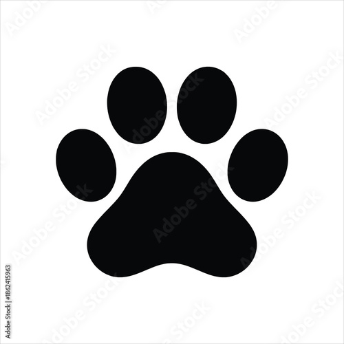 Paw Print Icon – Vector Animal Footprint Silhouette Symbol
