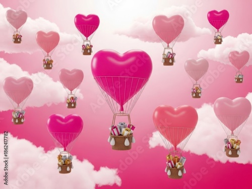 Lovely heart-shaped hot air balloons