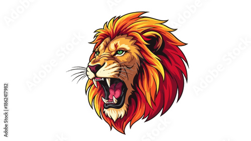 Fierce lion head roaring lion animal symbol.