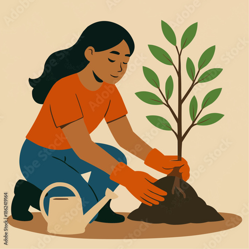 Women and Environment Flat Vector