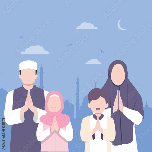 Warm Muslim Family Togetherness Celebrating Eid with Prayers and Smiles at Home