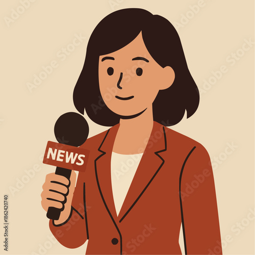 Women in Journalism Flat Vector
