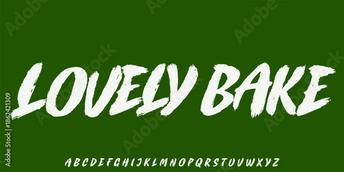 Lovely bake Font Stylish brush painted an uppercase vector letters, alphabet, typeface