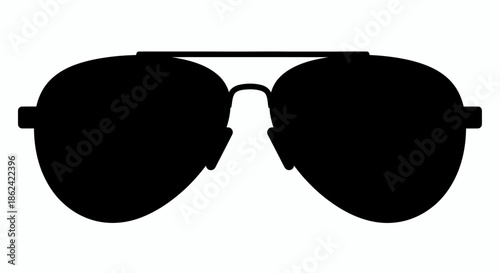 Black silhouette illustration of aviator sunglasses isolated on a white background.