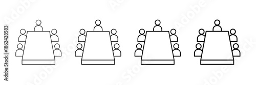 Board Room Icons Vector Set In Different Stroke Line Style
