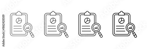 Audit Report Icons Vector Set In Different Stroke Line Style