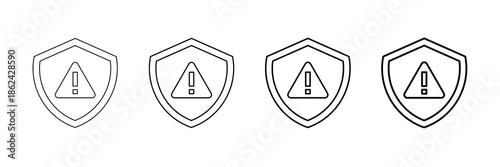 Risk Shield Icons Vector Set In Different Stroke Line Style