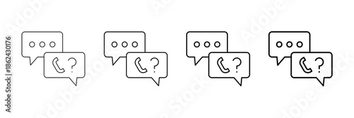 Support Chat Icons Vector Set In Different Stroke Line Style