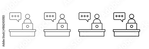 Help Desk Icons Vector Set In Different Stroke Line Style