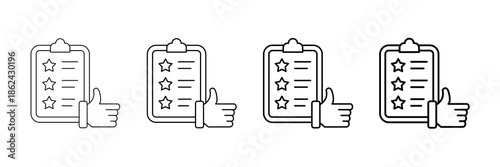 Feedback Form Icons Vector Set In Different Stroke Line Style