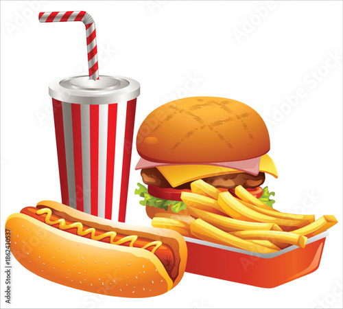 Fast Food and Beverage Combo Set